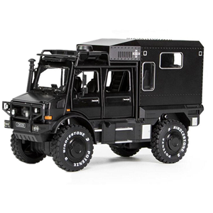 ماشین اسباب بازی بنز ارتشی مشکی طرح نفربر جنگی مدل یونیماگ Unimog. 1:24 Car Model_اسباب بازی